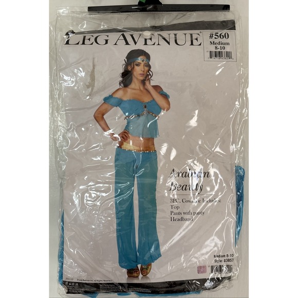 Leg Avenue 83857 Jasmine Arabian Beauty Turquoise 3 Piece Costume Cosplay Sz M - Picture 2 of 8